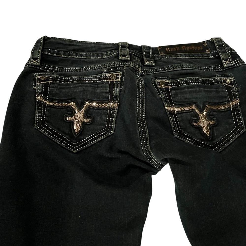Rock Revival size 28 dark wash skinny gold sequins on back pockets